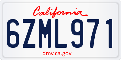 CA license plate 6ZML971