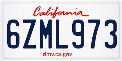 CA license plate 6ZML973
