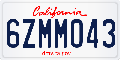 CA license plate 6ZMM043