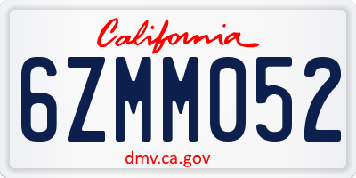 CA license plate 6ZMM052
