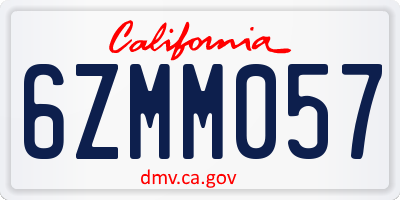 CA license plate 6ZMM057