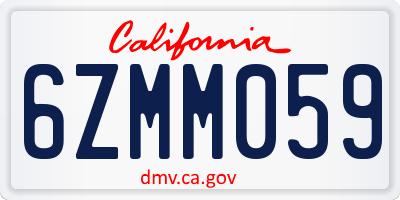 CA license plate 6ZMM059