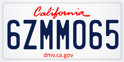 CA license plate 6ZMM065
