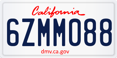 CA license plate 6ZMM088