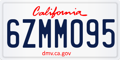 CA license plate 6ZMM095