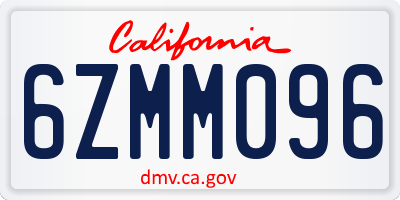 CA license plate 6ZMM096