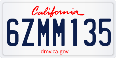 CA license plate 6ZMM135