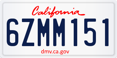 CA license plate 6ZMM151