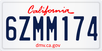 CA license plate 6ZMM174