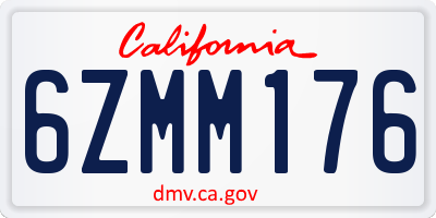CA license plate 6ZMM176