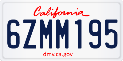 CA license plate 6ZMM195