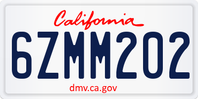 CA license plate 6ZMM202