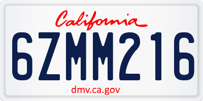 CA license plate 6ZMM216