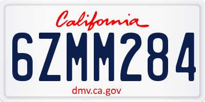 CA license plate 6ZMM284