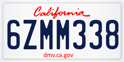 CA license plate 6ZMM338