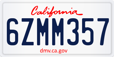 CA license plate 6ZMM357