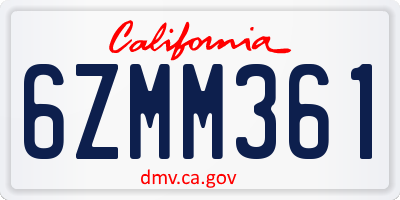 CA license plate 6ZMM361
