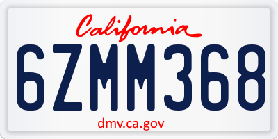 CA license plate 6ZMM368