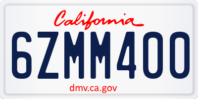 CA license plate 6ZMM400