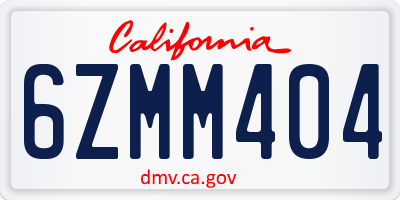 CA license plate 6ZMM404