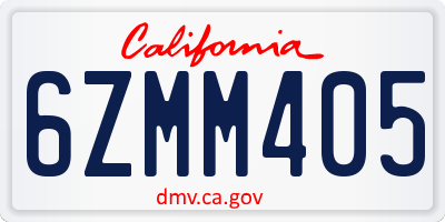 CA license plate 6ZMM405