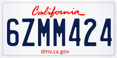 CA license plate 6ZMM424