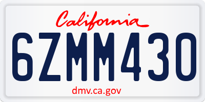 CA license plate 6ZMM430