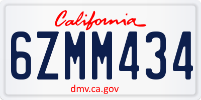 CA license plate 6ZMM434