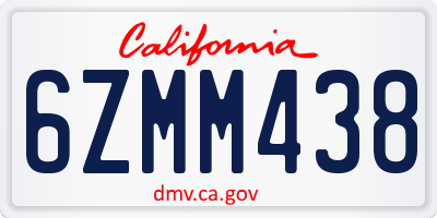 CA license plate 6ZMM438