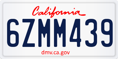 CA license plate 6ZMM439