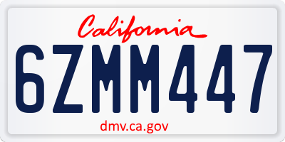 CA license plate 6ZMM447