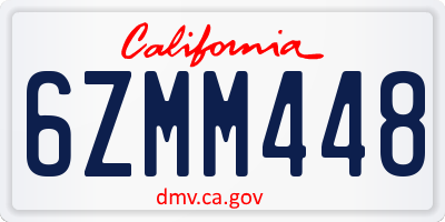 CA license plate 6ZMM448