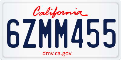 CA license plate 6ZMM455