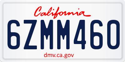 CA license plate 6ZMM460