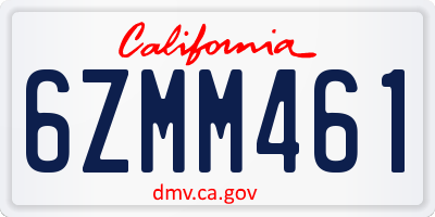 CA license plate 6ZMM461