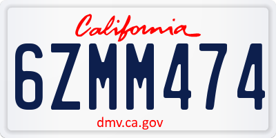 CA license plate 6ZMM474