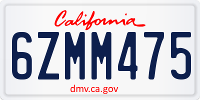 CA license plate 6ZMM475