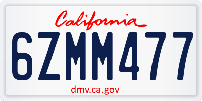 CA license plate 6ZMM477