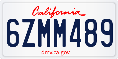 CA license plate 6ZMM489