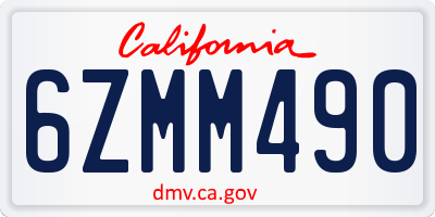 CA license plate 6ZMM490