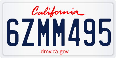 CA license plate 6ZMM495