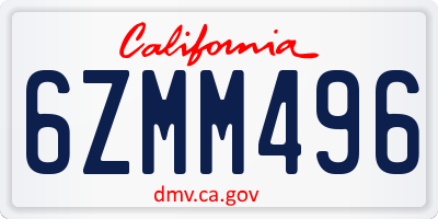 CA license plate 6ZMM496