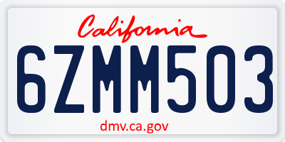 CA license plate 6ZMM503