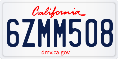 CA license plate 6ZMM508