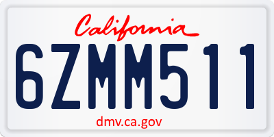 CA license plate 6ZMM511