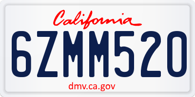 CA license plate 6ZMM520