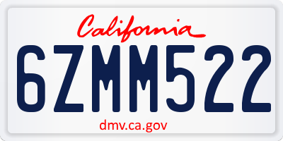 CA license plate 6ZMM522