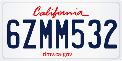 CA license plate 6ZMM532