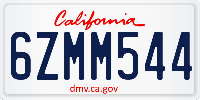 CA license plate 6ZMM544