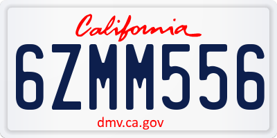CA license plate 6ZMM556